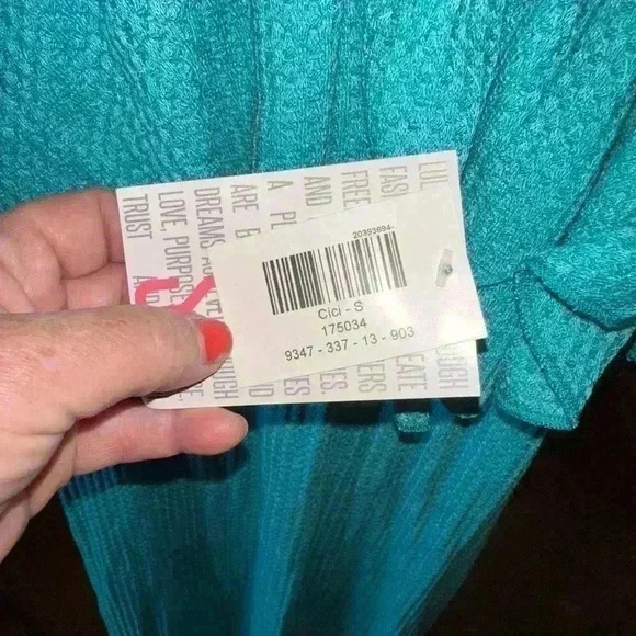 Lularoe small turquoise one‎ shoulder/ off the shoulder Cici dress. NWT - Picture 6 of 9